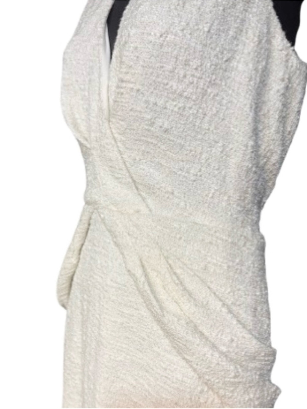 Badgley Mischka Bridal Twist Front Cocktail Dress nubby knit texture size 6 - Picture 5 of 10